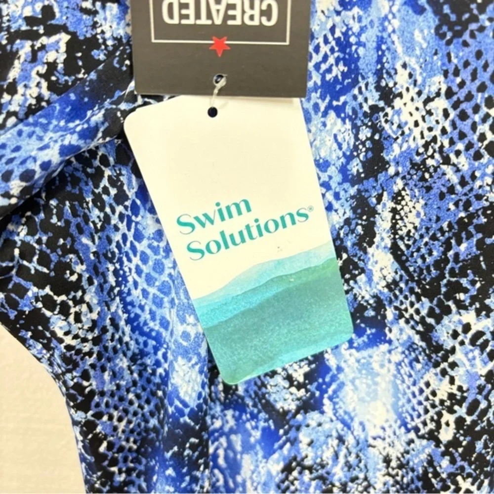 SWIM SOLUTIONS $102 NWT Shirred Snakeskin one piece swimsuit 10 M - Picture 4 of 8